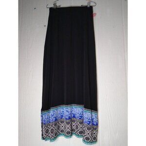 East 5th Womens Sz S Black Maxi Skirt Jada Border Hem Bohemian Long Stretch New
